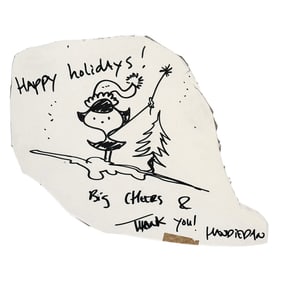 HANDIEDAN 'Happy Holidays' (2019) Hand-Drawn + Signed Cut-Out Sketch