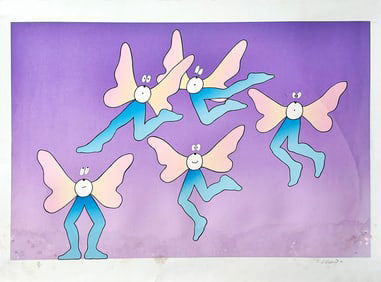 STEWART MOSKOWITZ 'Butterfly People' (1978) Rare, Vintage Screen Print