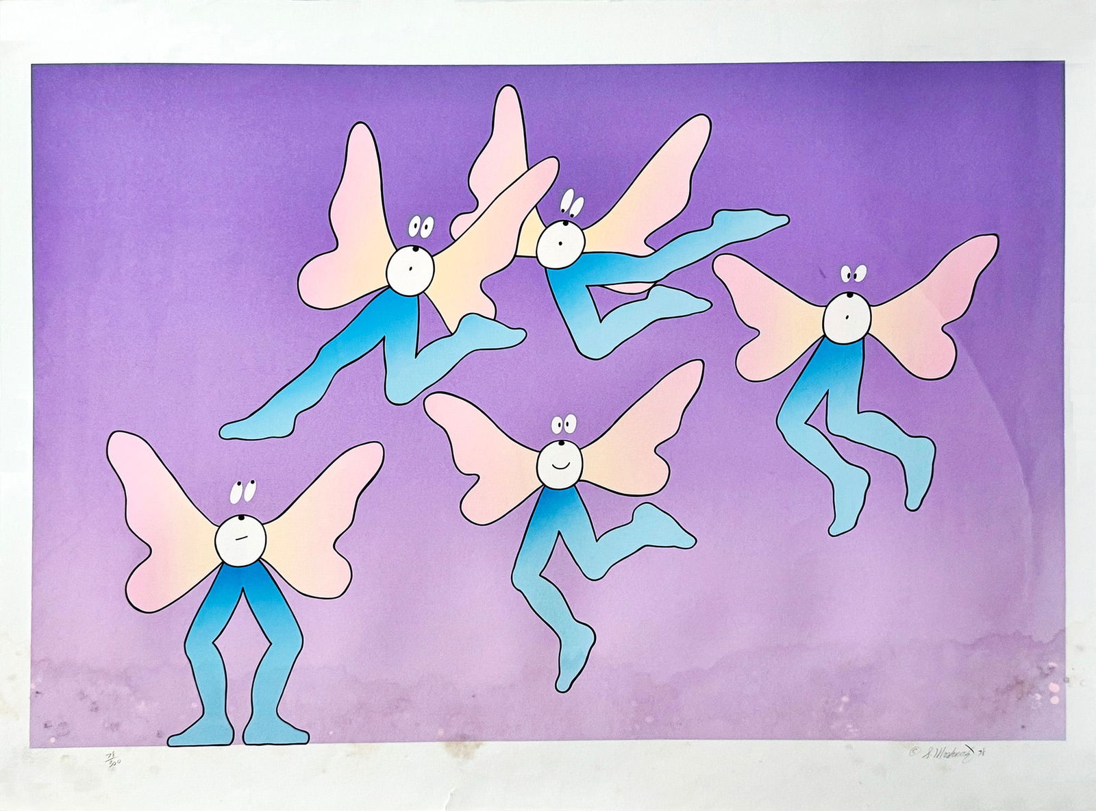 STEWART MOSKOWITZ 'Butterfly People' (1978) Rare, Vintage Screen Print (1 of 12)