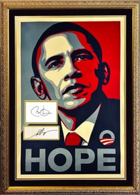 SHEPARD FAIREY 'Hope' (2008) Custom Framed ORIGINAL Litho w/Fairey + Obama Originals Sigs.