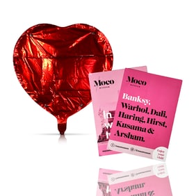 BANKSY x MOCO 'Laugh Now' (2020) Exhibit Pamphlet Set + Mylar Heart Balloon