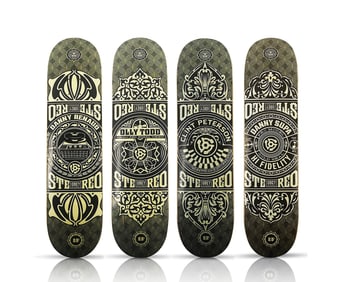 SHEPARD FAIREY 'Co-op Series' (2009) RARE Quadriptych Skateboard Deck Set