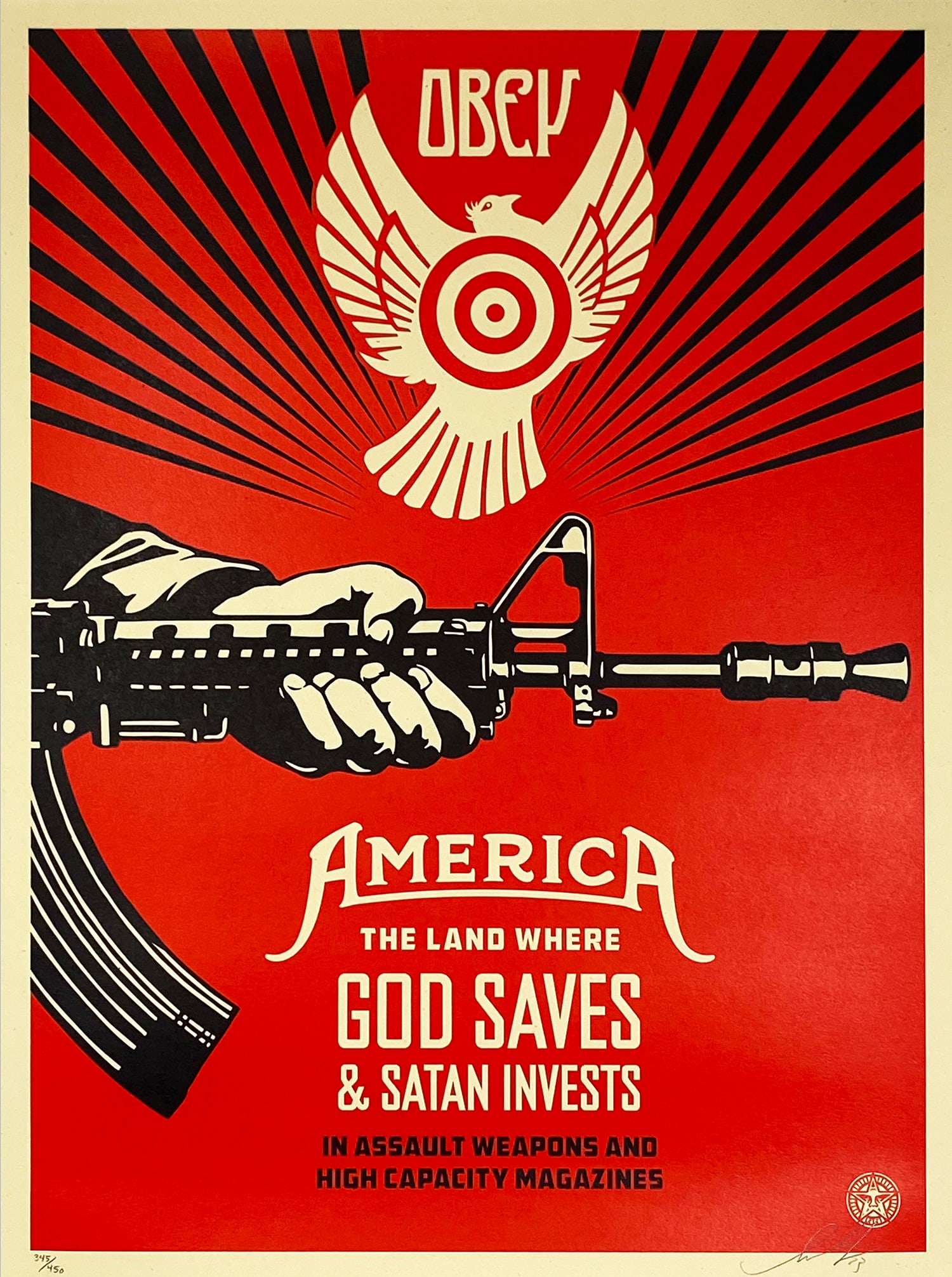 SHEPARD FAIREY 'God Saves and Satan Invests' (2013) Rare Screen Print (1 of 7)