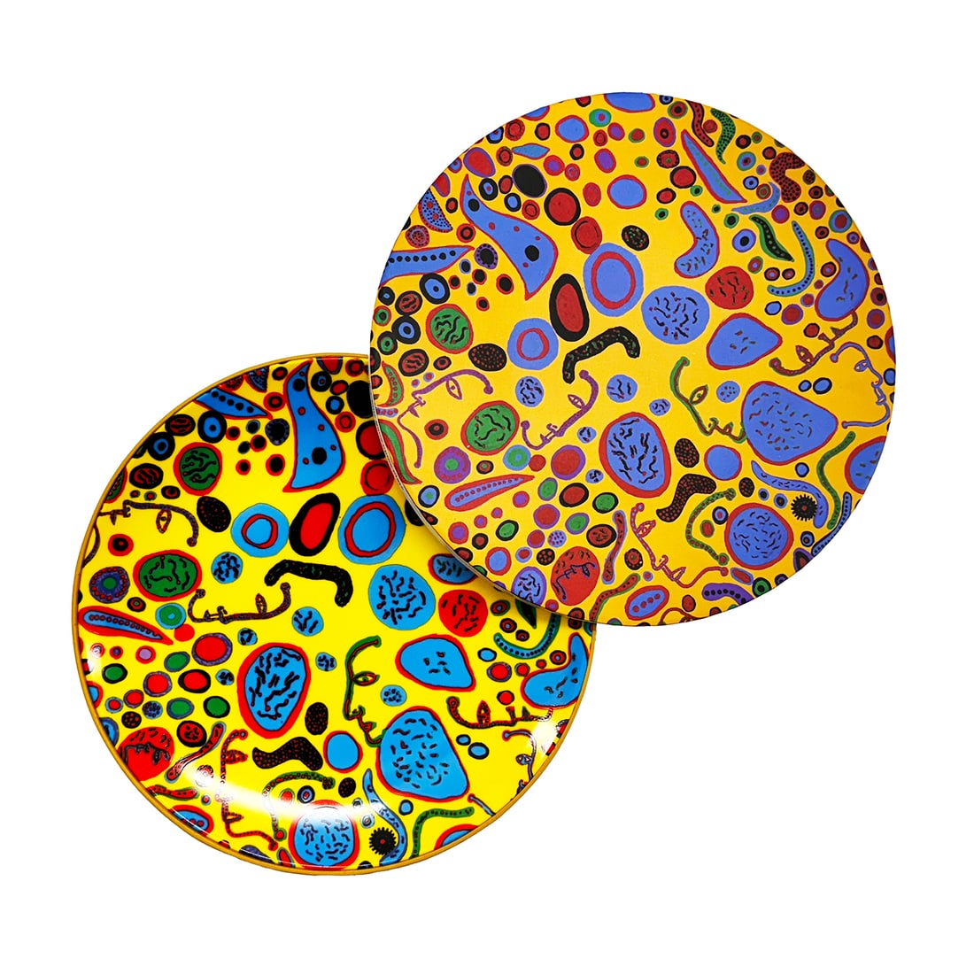 YAYOI KUSAMA 'Love Was Infinitely Shining' Bone China Dinner Plate: 'Love Was Infinitely Shining' by Yayoi Kusama, 2018 Based on the artist's original work from 2010. 10.6 Inches diameter. 27 Centimeters diameter. 11 Inches diameter (box). Fine porcelain dinne