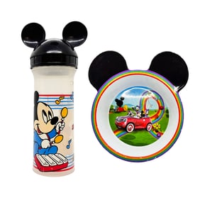 DISNEY 'Mickey Mouse Baby Set' (2002-2008) Baby Bottle + Bowl