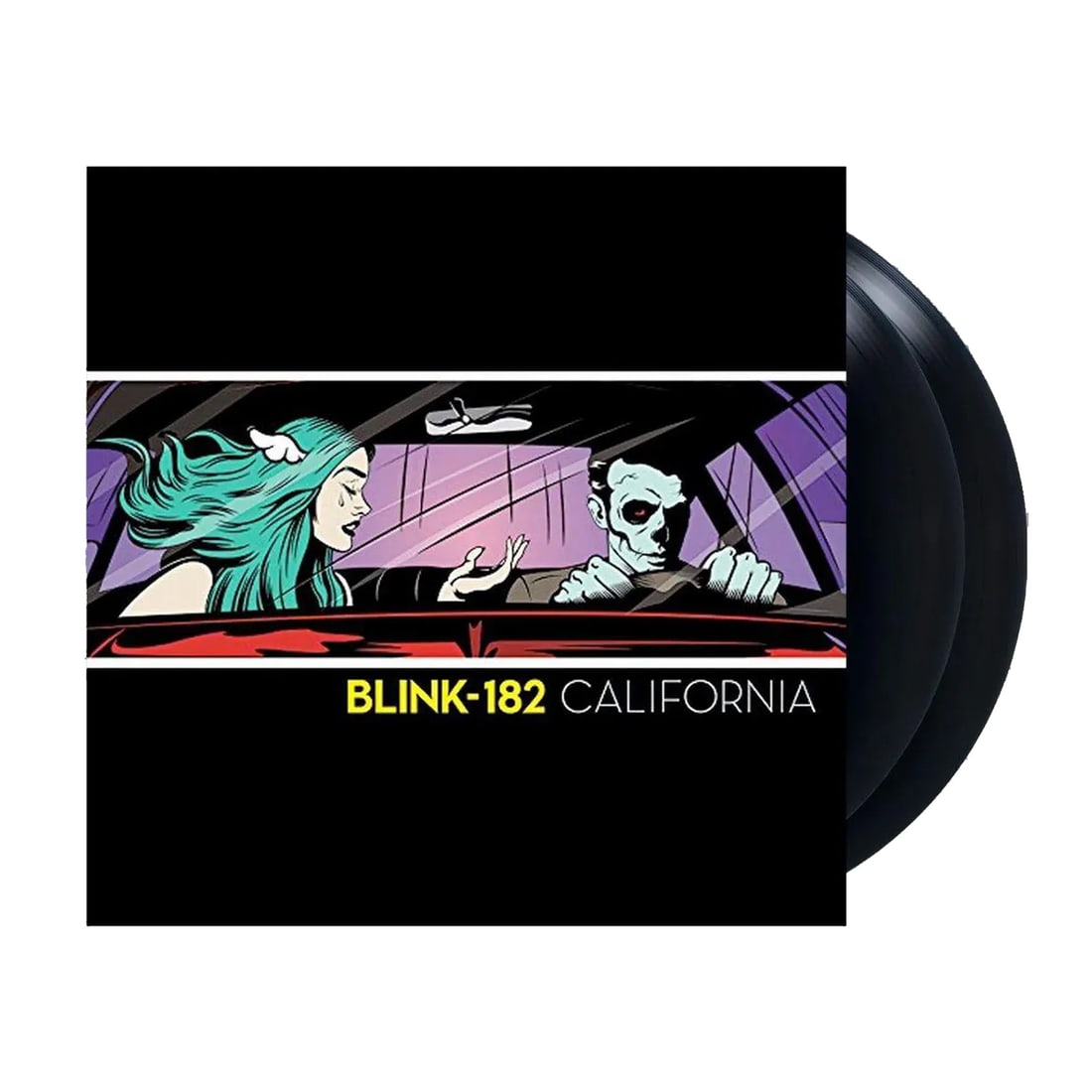 D*FACE x Blink 182 'California' (2016) Original Vinyl Record: 'California' by Blink 182, 2016 Commissioned album cover artwork titled 'Drive Bye Shouting' by acclaimed UK street art muralist D*Face (Dean Stockton). Produced under license from BMG Music.<