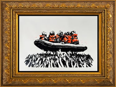 BANKSY 'Migrant Boat' (2025) Rare Custom Framed Screen Print