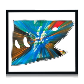 DAMIEN HIRST 'Spin Series: Shark' (2009) Custom Framed Original Acrylic on Paper
