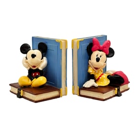 DISNEY 'Mickey and Minnie Mouse' (1990-2000) Painted Resin Bookends