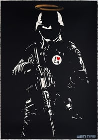 BEN NAZ 'LA Love' (2014) Hand-Painted Screen Print (gold)