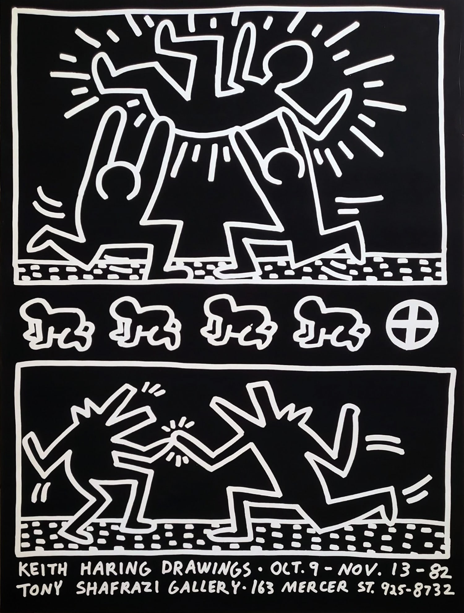 KEITH HARING 'Drawings' (1982) Rare Original Lithograph Print: 'Drawings' by Keith Haring, 1982 A rare, vintage print from Haring's first solo gallery show at a major New York gallery...a key milestone in his rise to fame. Tony Shafrazi Gallery, October 9 - Novem