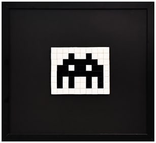 SPACE INVADER (after) 'Alien' REPLICA Mounted/Framed Original Tile Mosaic
