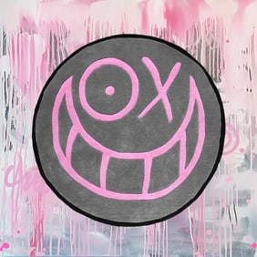 ANDRE SARAIVA 'Mr A x Smiley' (2021) Round Tufted Area Rug