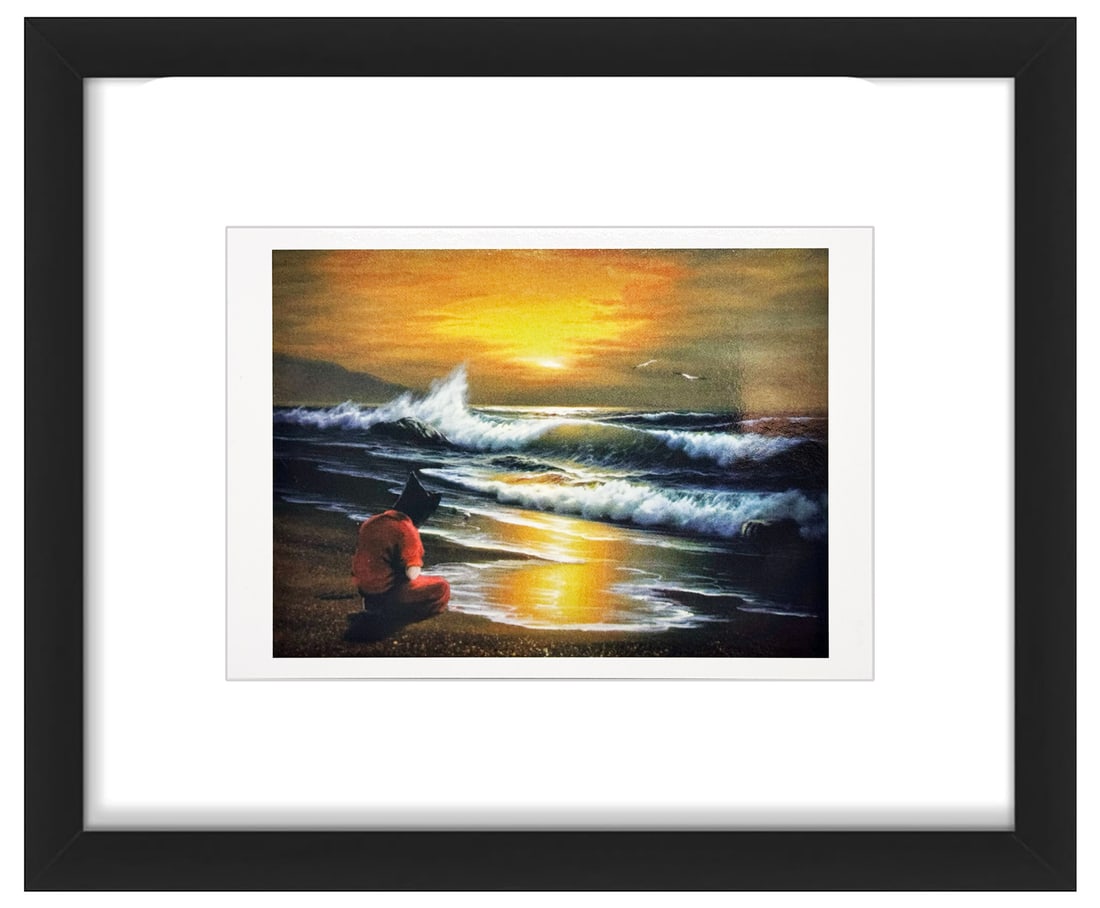 BANKSY 'Guantanamo Detainee' (2005) Framed Original "Crude Oils" Postcard