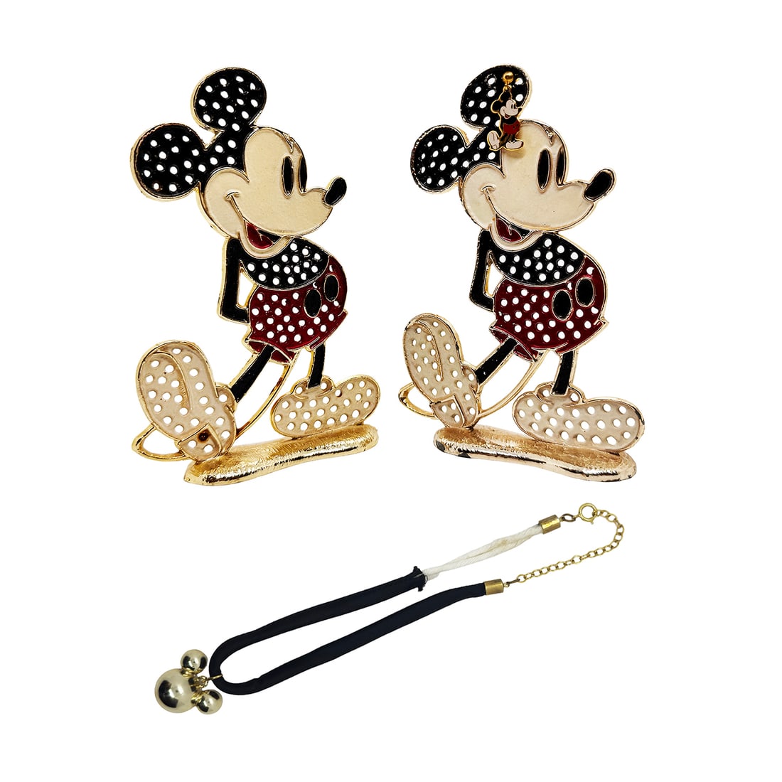 DISNEY Mickey Gold-Tone Earring Holder Display Set (2) w/Earring & Disney Mickey Mouse Gold – Tone (1 of 9)