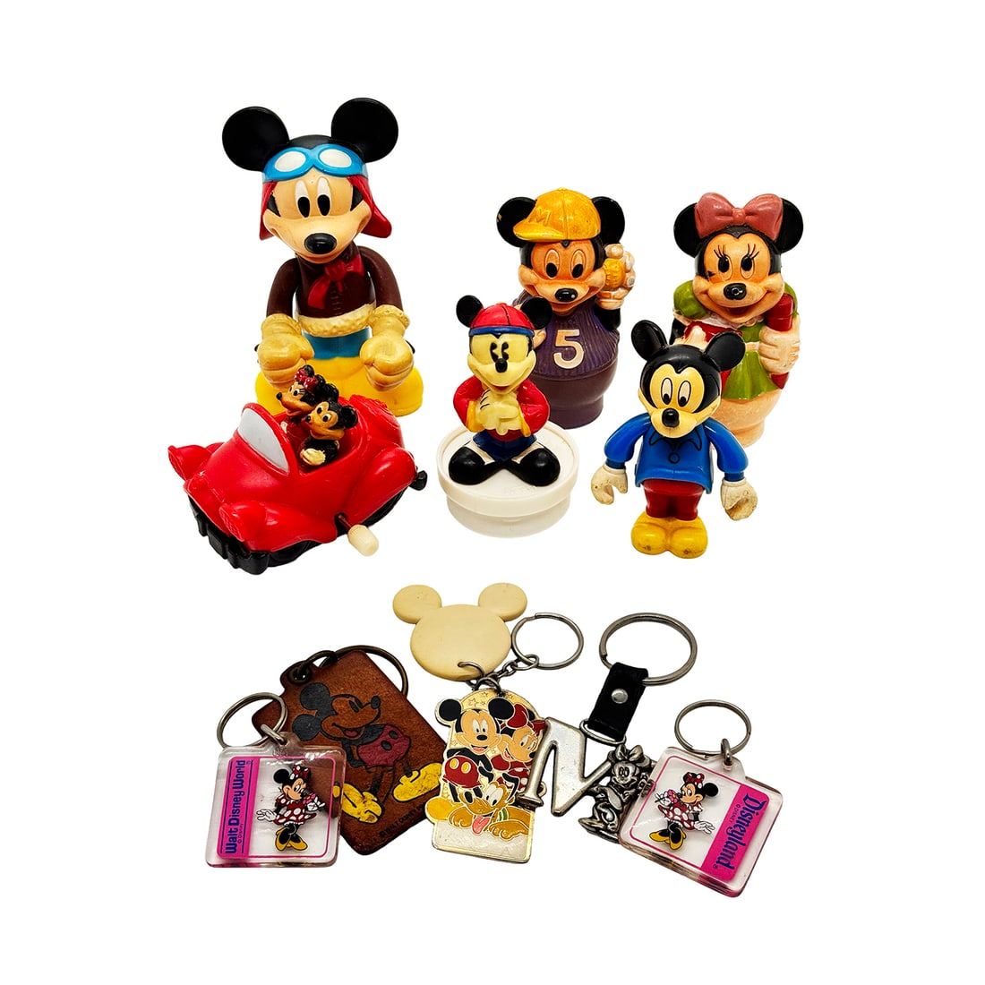 DISNEY 'Mickey + Minnie Mouse' (1980-2000) Mixed Small Figures & Keychains Lot (1 of 12)