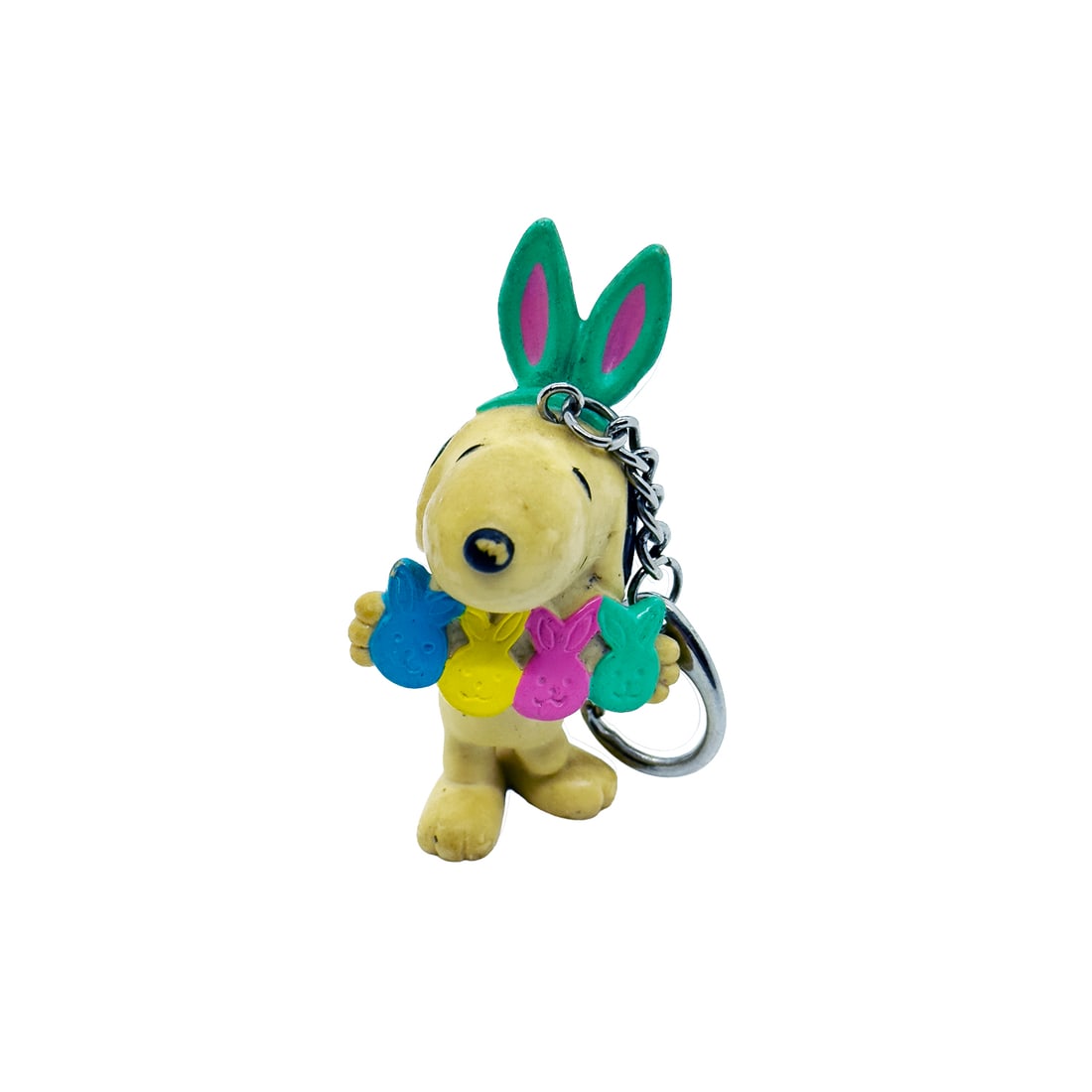 PEANUTS 'Snoopy' Rare, Vintage Easter Bunny Rubber Keychain (1 of 3)
