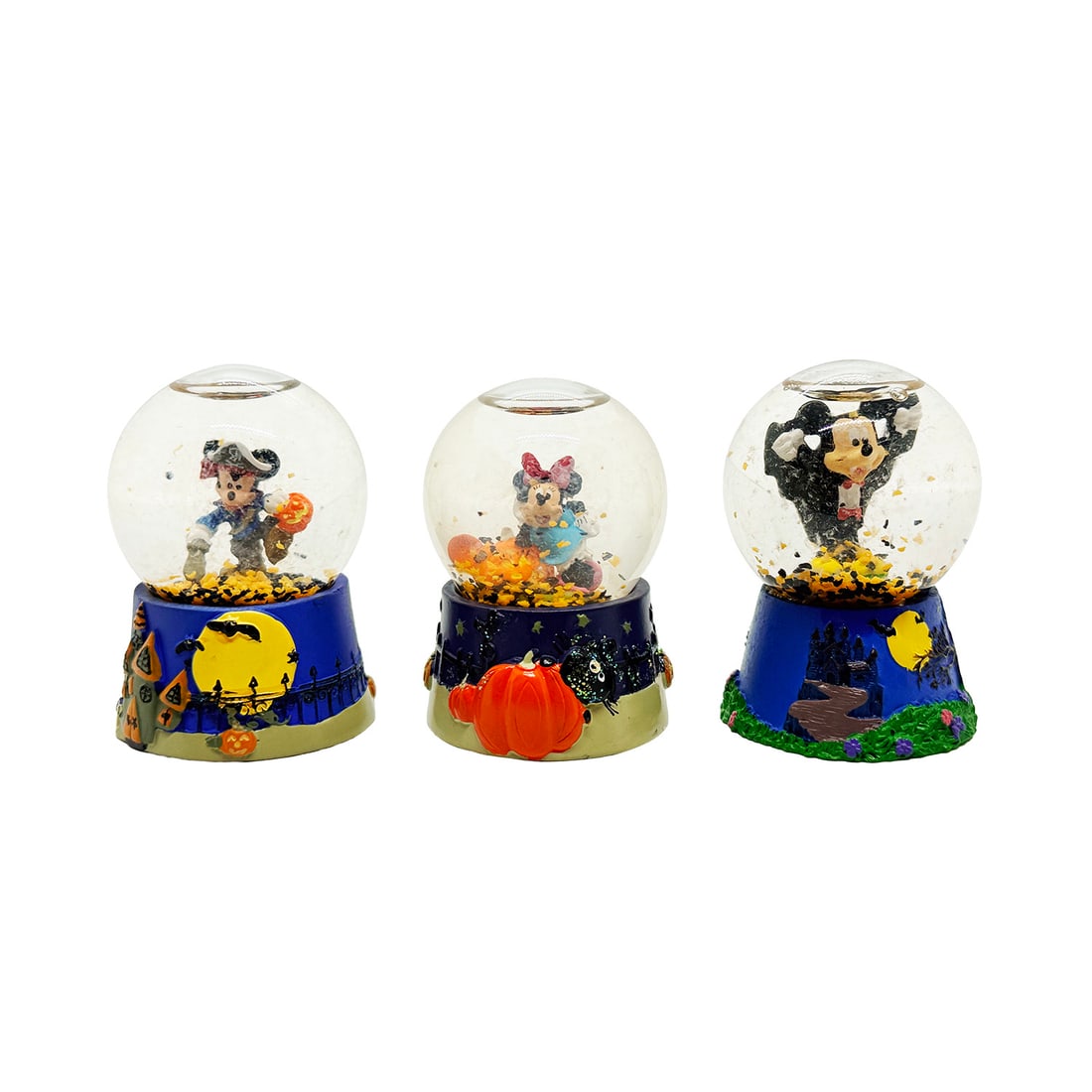 DISNEY 'Mickey + Minnie' (2000-2010) Mini Halloween-Themed Snow Globes (set of 3) (1 of 2)