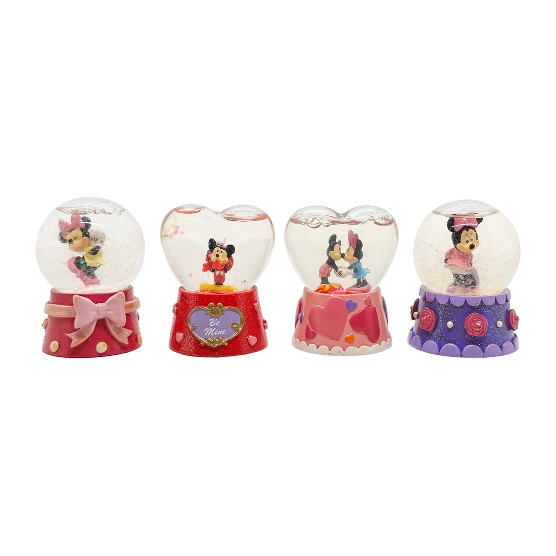 DISNEY 'Mickey + Minnie' (2000-2010) Mini Valentine-Themed Snow Globes (set of 4) (1 of 9)