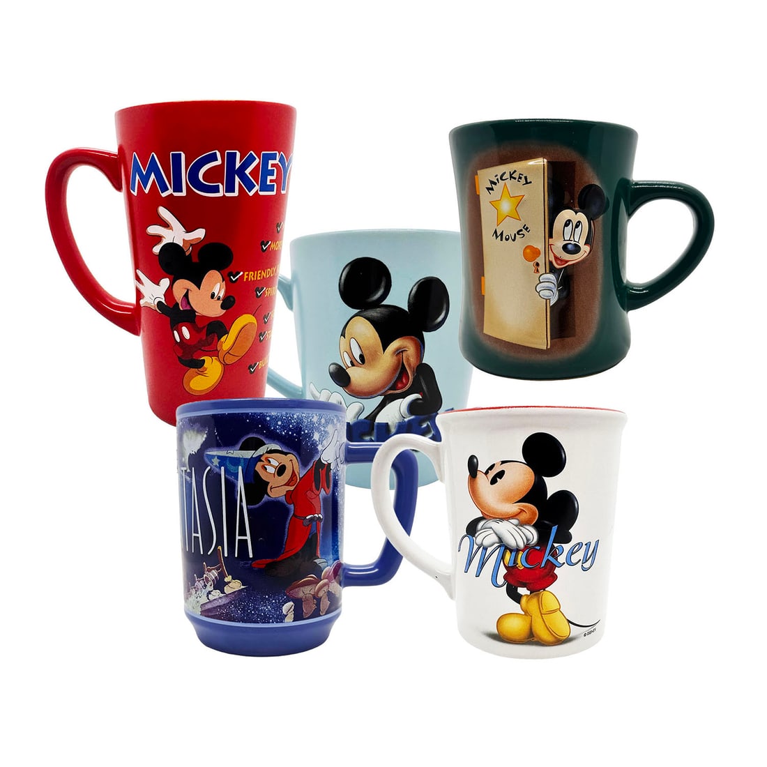 DISNEY 'Mickey Mouse' (2000-2010) Collectible Coffee Mugs (set of 5 - group 1) (1 of 19)