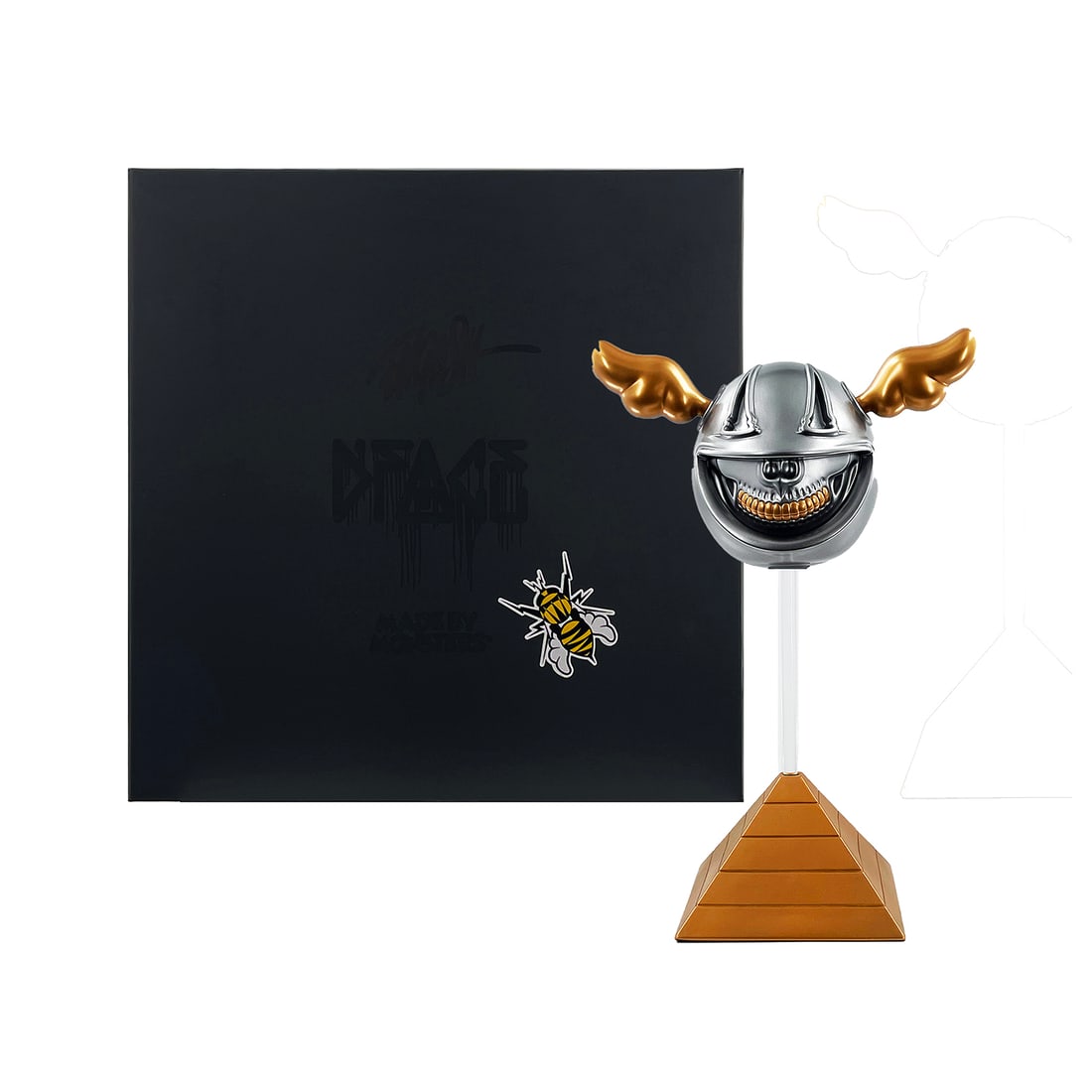 D*FACE x RON ENGLISH 'D*Dog x Grin Skull' (2019) RARE Designer Art Sculpture: 'D*Dog x Grin Skull' by D*Face x Ron English, 2019 Limited Edition designer figure collab. between the two popular artists with Made by Monsters. DesignerCon 2