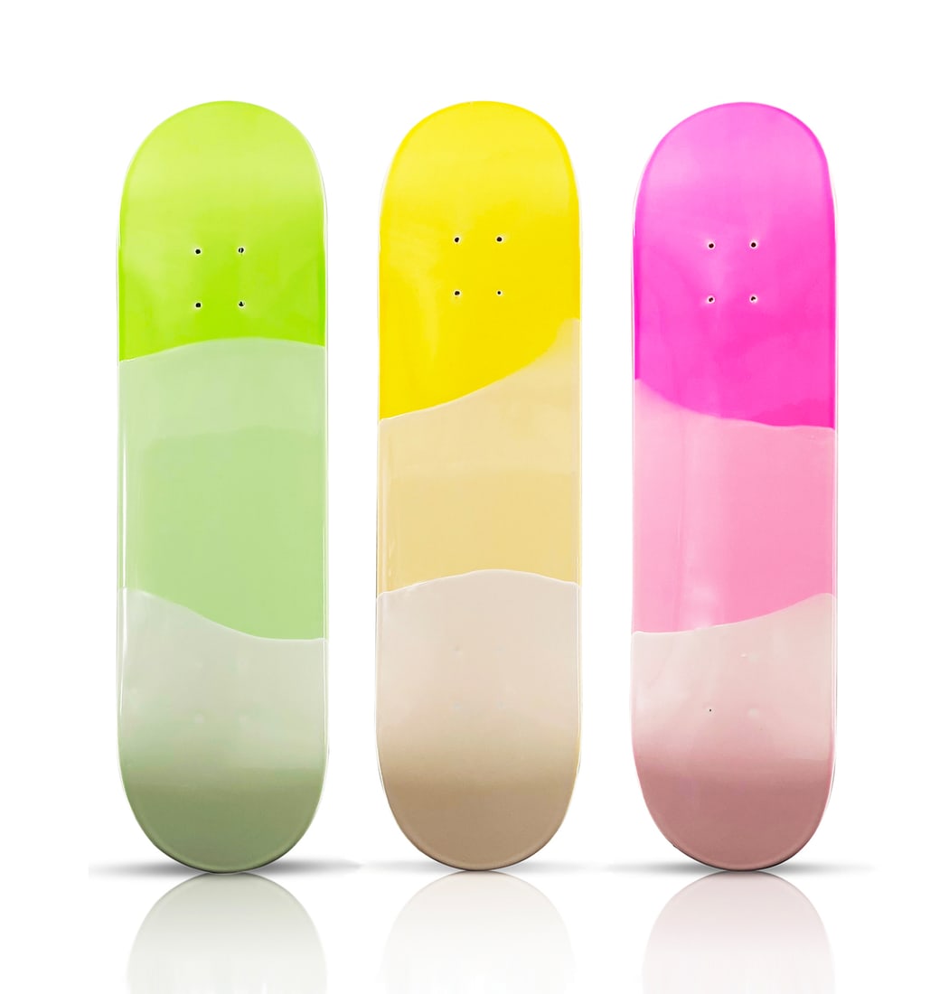 ANDY BLANK 'Neon' (2021) Hand-Poured Tinted Resin Triptych Skateboard Deck Set (1 of 10)