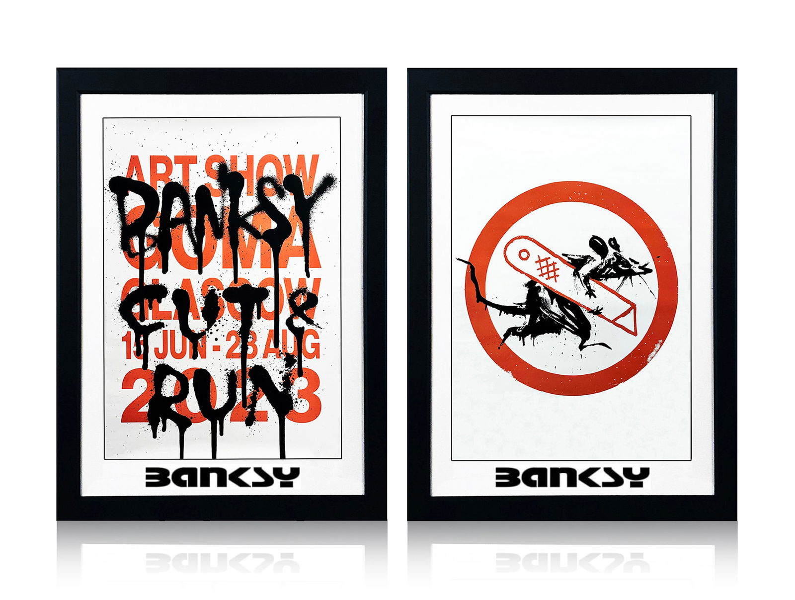 BANKSY x GoMA 'Cut and Run' (2023) Custom Framed Show Poster SET (1 of 18)
