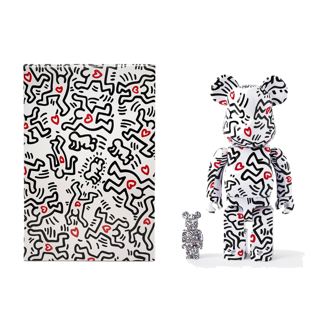 KEITH HARING x Be@rbrick 'Heart Figures (#8)' (2021) RARE Designer Art Figure Set: 'Heart Figures (#8)' by Keith Haring (after), 2021 Limited Edition figure set collab. with Be@rbrick x Medicom Toy. Officially licensed by the Keith Ha