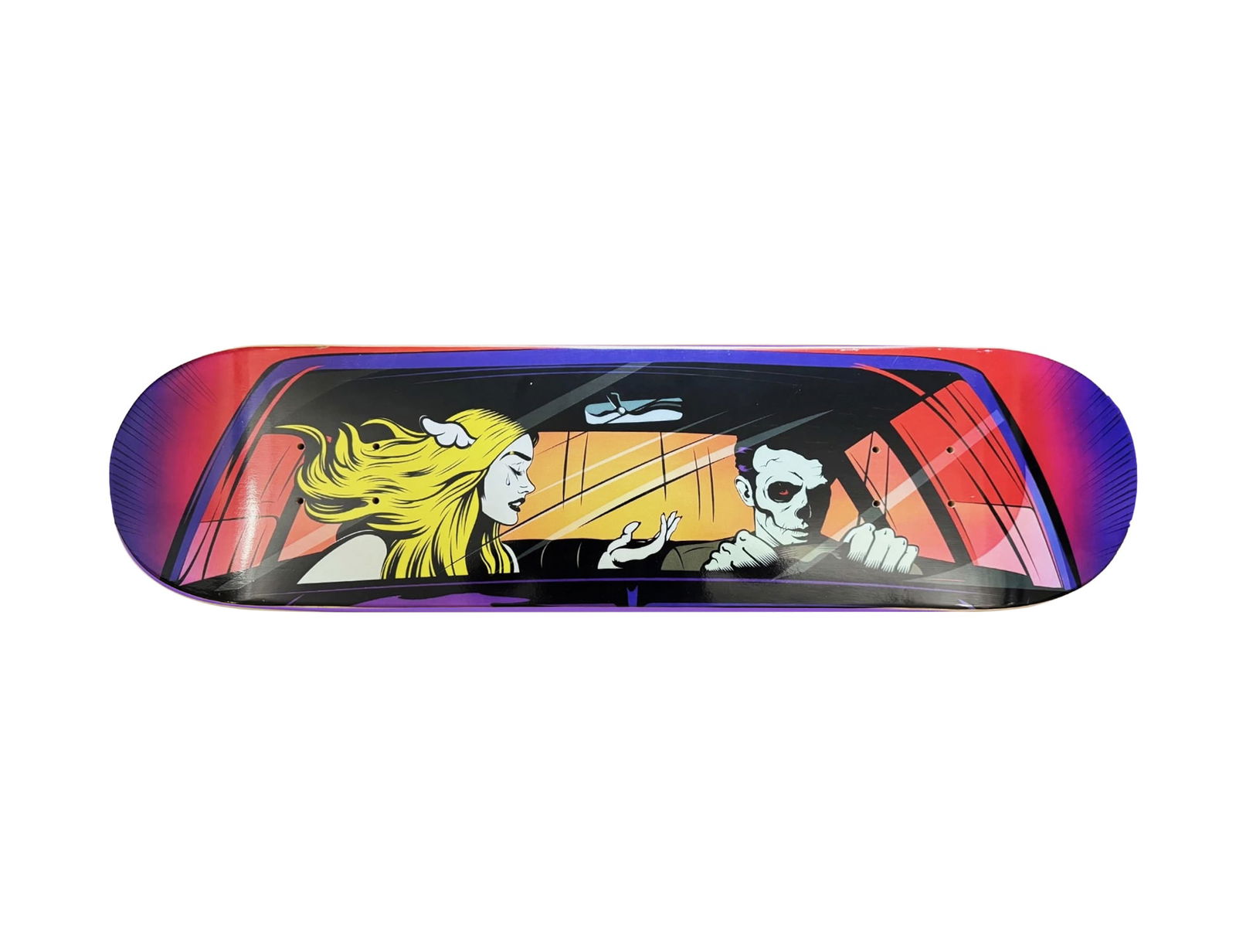 D*FACE 'Drive Bye Shouting' (2016) "Blink 182" Skateboard Deck: 'Drive Bye Shouting' by D*Face, 2016 Limited Edition Skateboard deck based on the artist's album cover artwork for rock band Blink 182's "California". 8.5 x 32 Inches Screen print on 7-ply