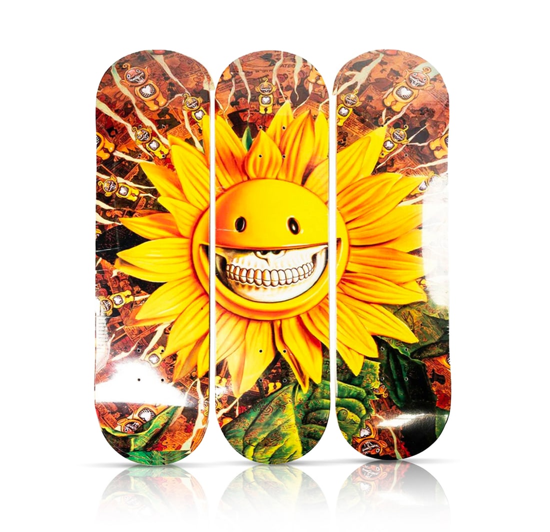 RON ENGLISH 'Sunflower Grin' (2020) Skateboard Deck Set (triptych) (1 of 6)