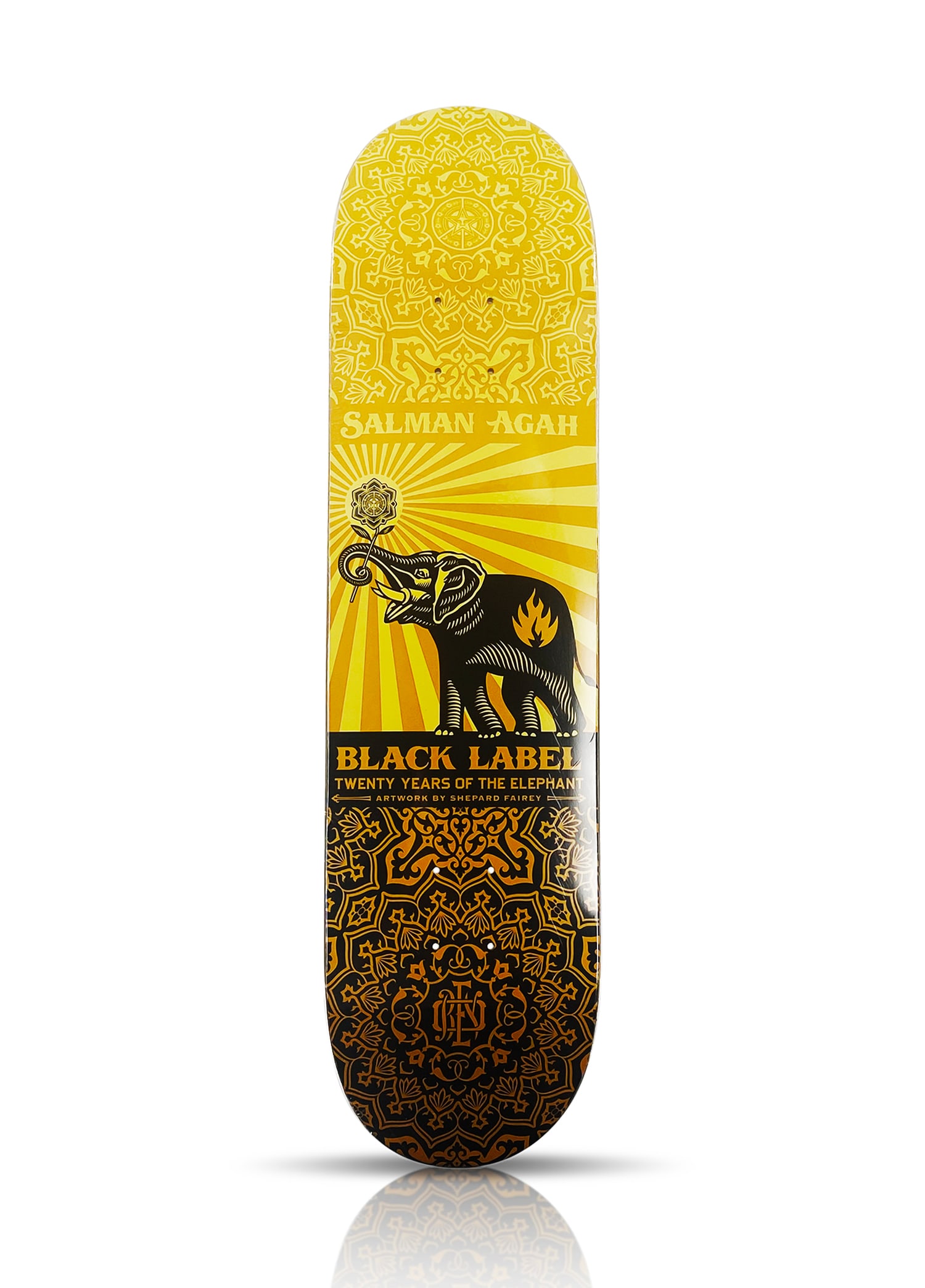 SHEPARD FAIREY x Black Label 'Peace Elephant' (2008) RARE Skateboard Deck (1 of 3)