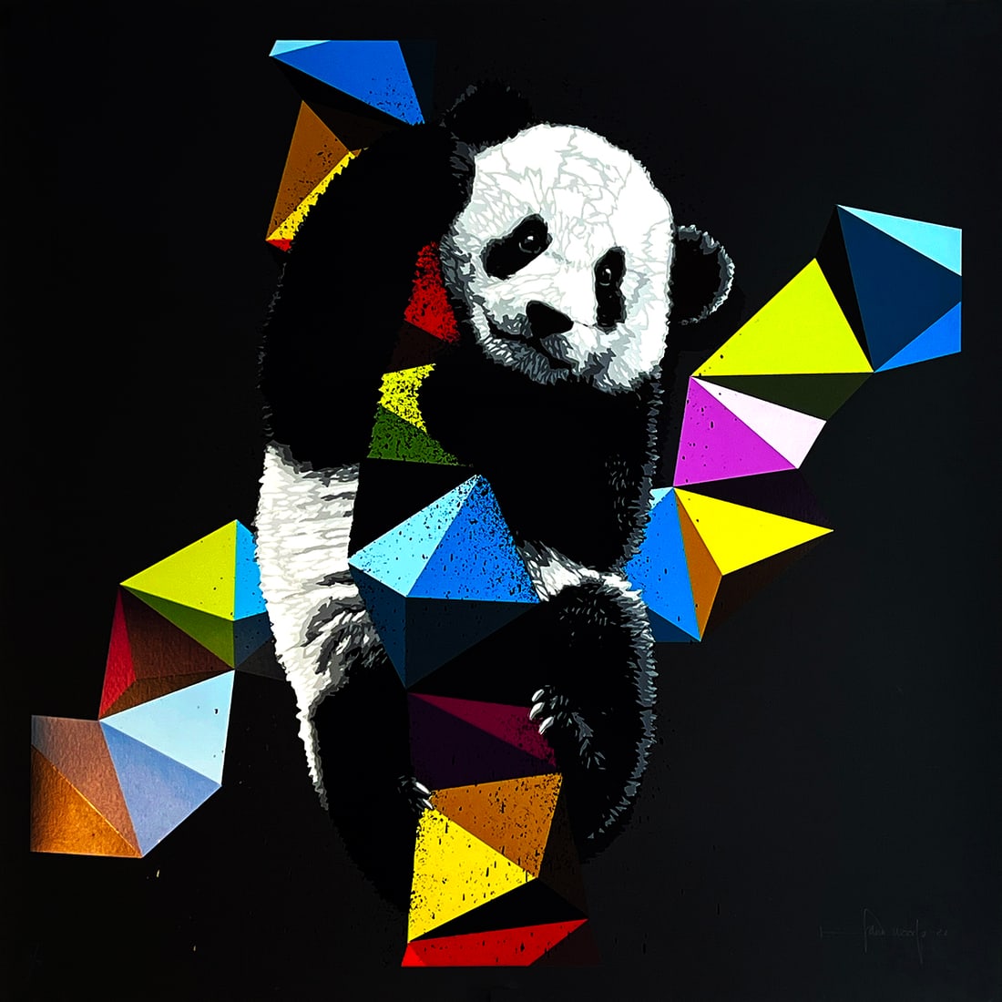 HAMA WOODS 'Hold On III' (2022) Giclée + Screen Print: 'Hold On III' by Hama Woods, 2022 Rare black variant. 23.6 x 23.6 Inches 60 x 60 Centimeters Screen print over giclée on 300gsm Black Pilke fine art paper with varnish finish. Limited Edi