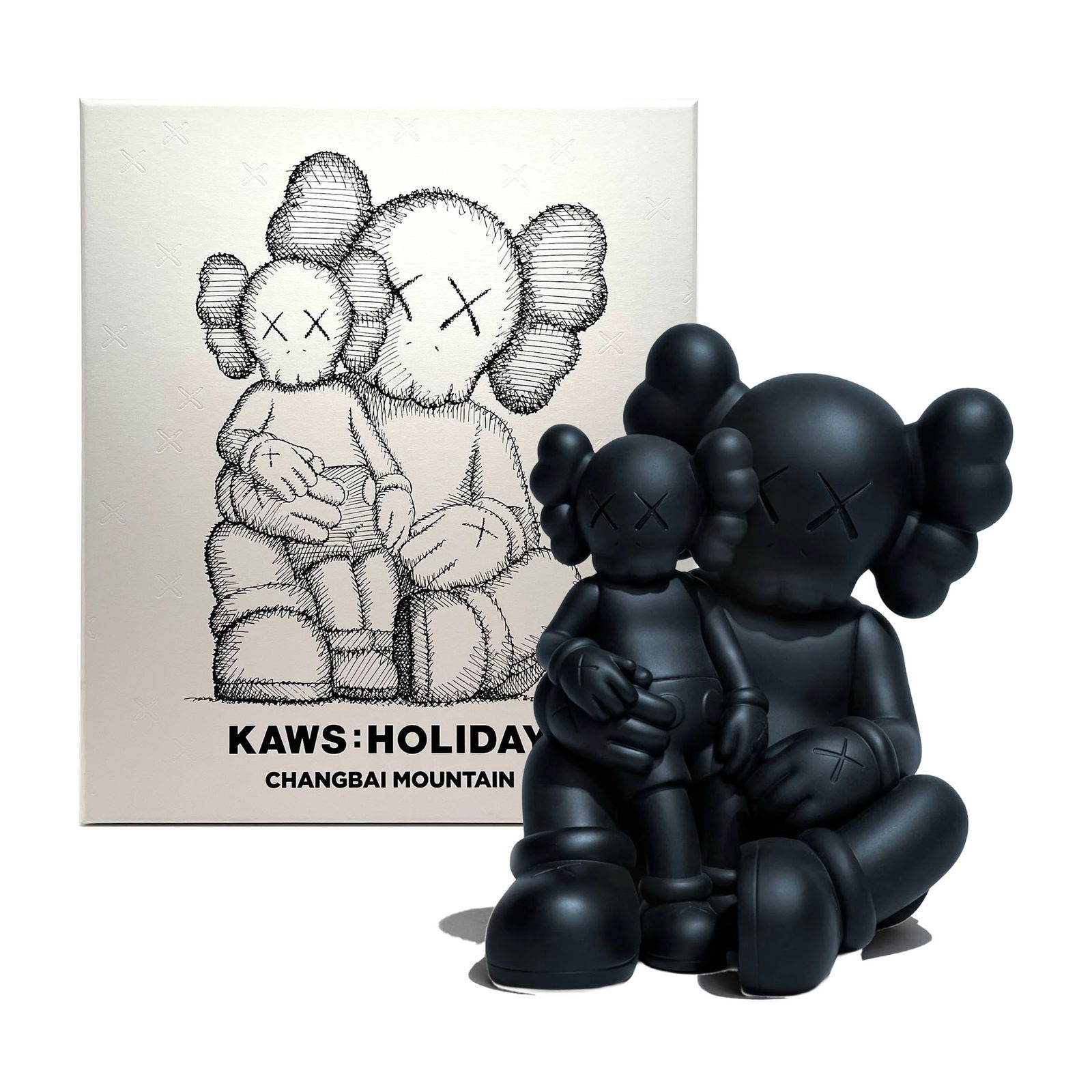 KAWS 'Changbai Mountain' (2022) Rare Designer Vinyl Art Figure (black): 'Changbai Mountain' by KAWS, 2022 Rare, immediately Sold Out vinyl art figure collab. with AllRightsReserved, Ltd. Based on the artist's massive snow installation in Baishan City, Jilin Province, Chin
