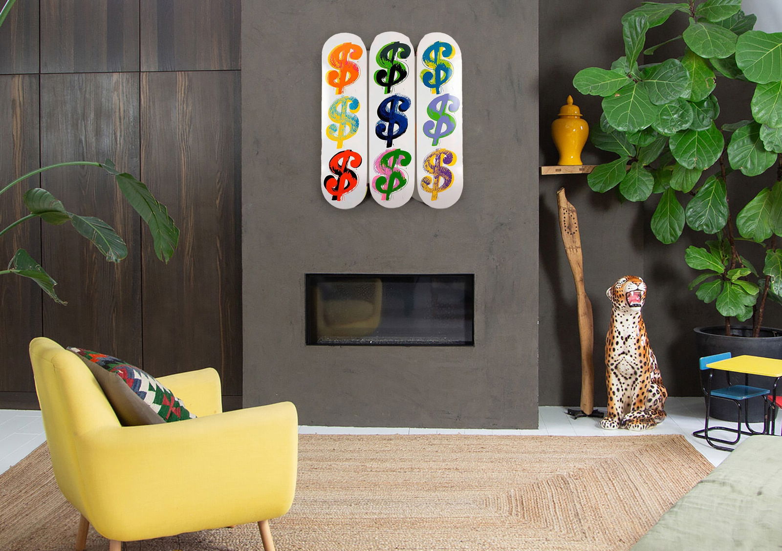 ANDY WARHOL 'Dollar Sign' (2022) Triptych Skateboard Deck Set - 2