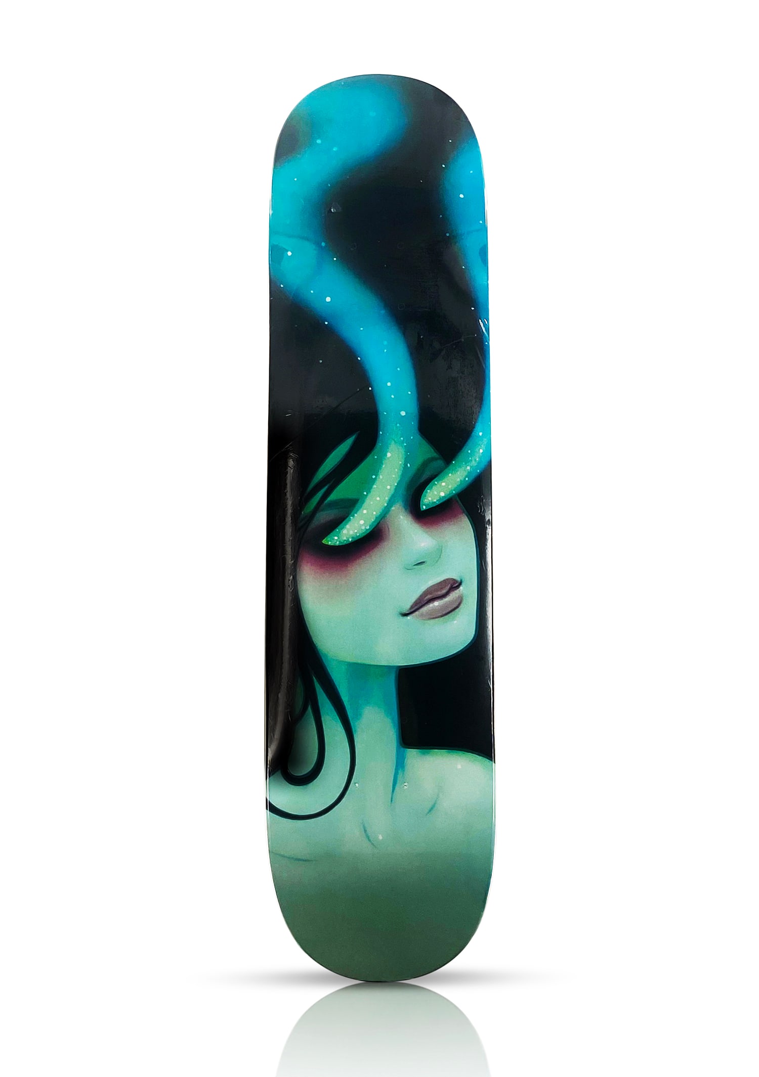 TARA McPHERSON x 1xRUN 'Secrets of the Polar Aurora' (2020) Skateboard Deck: 'Secrets of the Polar Aurora' by Tara McPherson, 2020Beautiful, Limited Edition Skateboard deck collab. with 1xRUN.8 x 31.875 InchesArchival pigment print transfer on Cold-Pressed Steep Natural skate