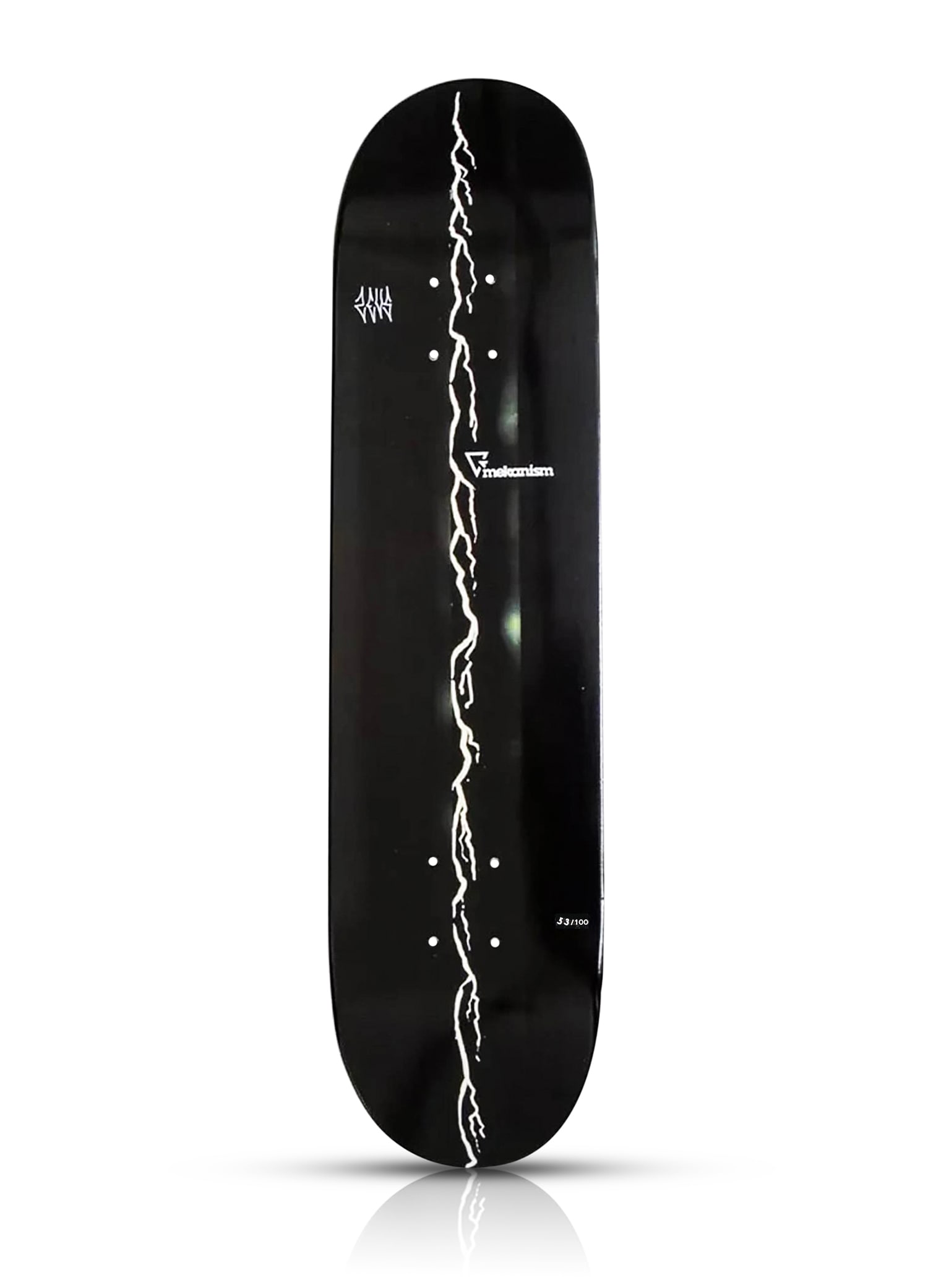 ZEVS x Mekanism 'Graffiti Illumination' (2006) RARE Skateboard Deck: 'Graffiti Illumination' by ZEVS, 2006RARE, Limited Edition Skateboard deck collab. with Mekanism.7.75 x 31 InchesSilkscreen print on 100% Natural Maple hardwood skate deck.Limited Edition of 100