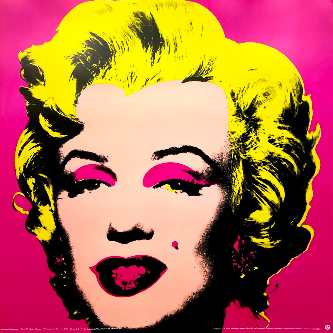 ANDY WARHOL 'Marilyn Monroe' (1993) Rare Offset Lithograph: 'Marilyn Monroe' by Andy Warhol (after), 1993 Based on Warhol's original, iconic artwork from 1967. Officially licensed by the Andy Warhol Foundation for the Visual Arts, Inc. Legendary pink