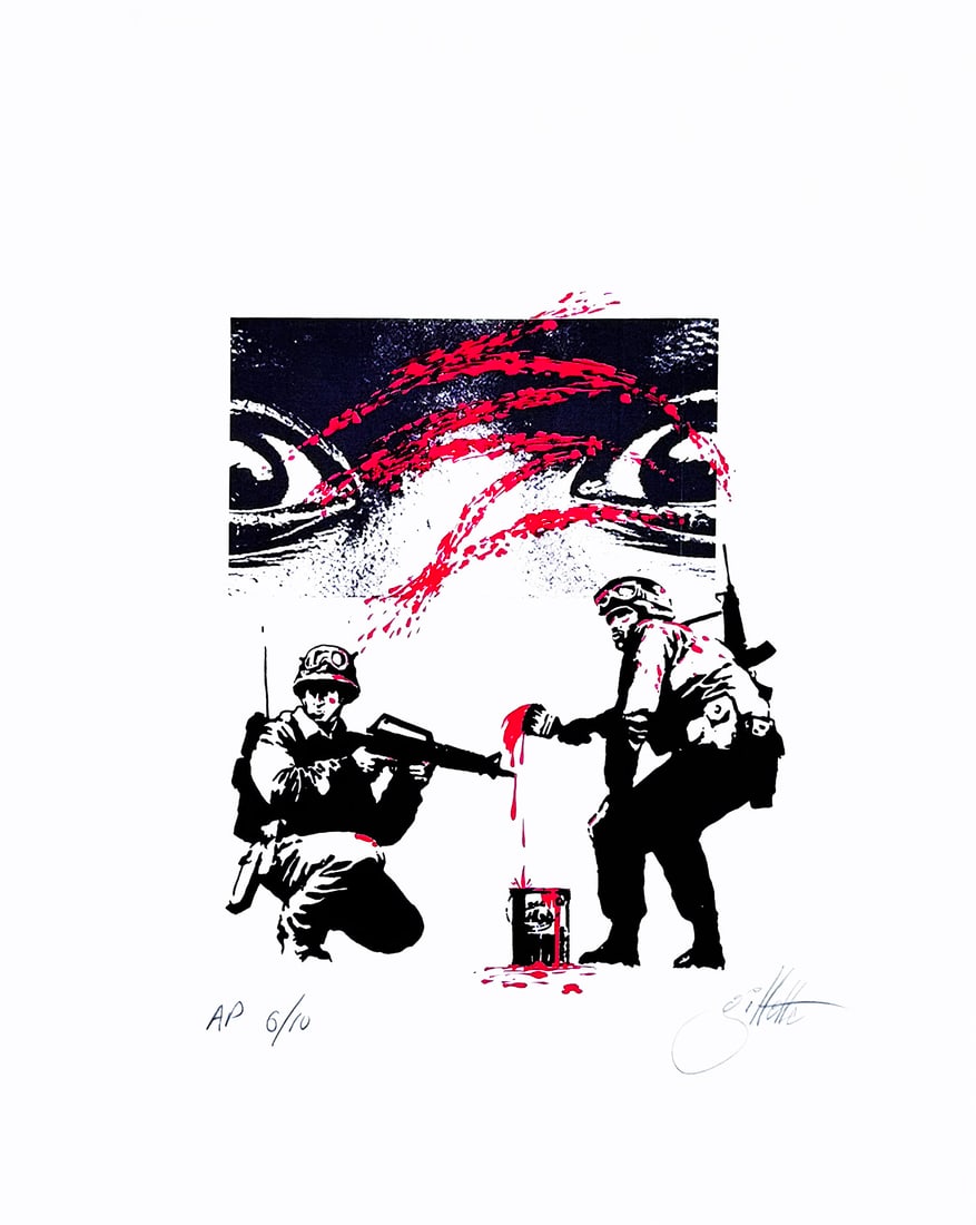 JEFF GILLETTE 'Art in Action: JR' (2022) Archival Pigment Print (AP): 'Art in Action: JR' by Jeff Gillette, 2022 Tribute to both illusive contemporary/urban artists Banksy and JR. A series of Artist Proof prints consigned directly from the artist. 20 x 16 Inches