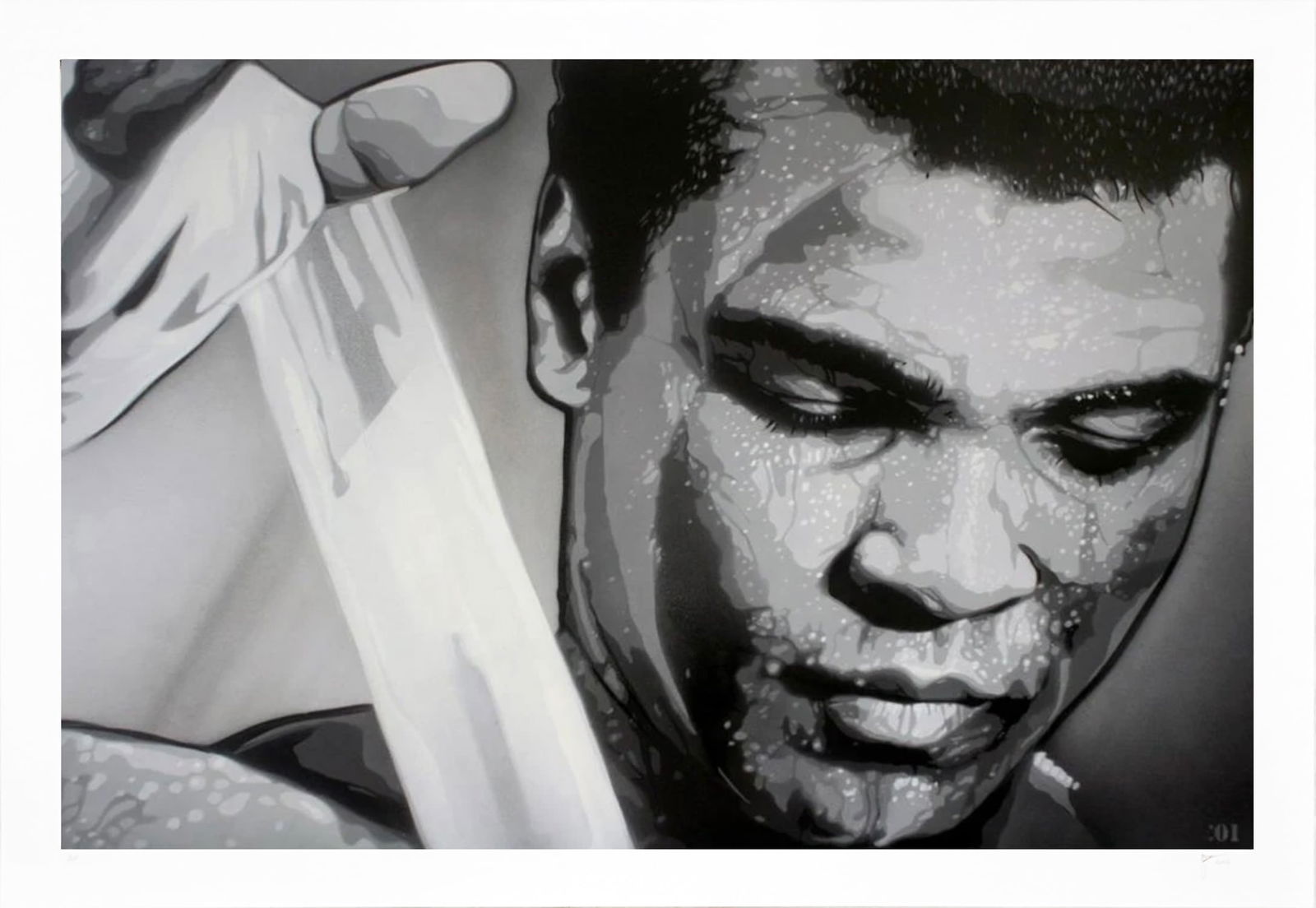 JOE IURATO 'Ali: Almost Showtime' (2016) RARE Screen Print: ‘Ali: Almost Showtime’ by Joe Iurato, 2016 Rare, fantastic image of the boxing and Civil Rights icon. Based on the artist's spray paint + stencil original artwork for "Ali: The Greatest"
