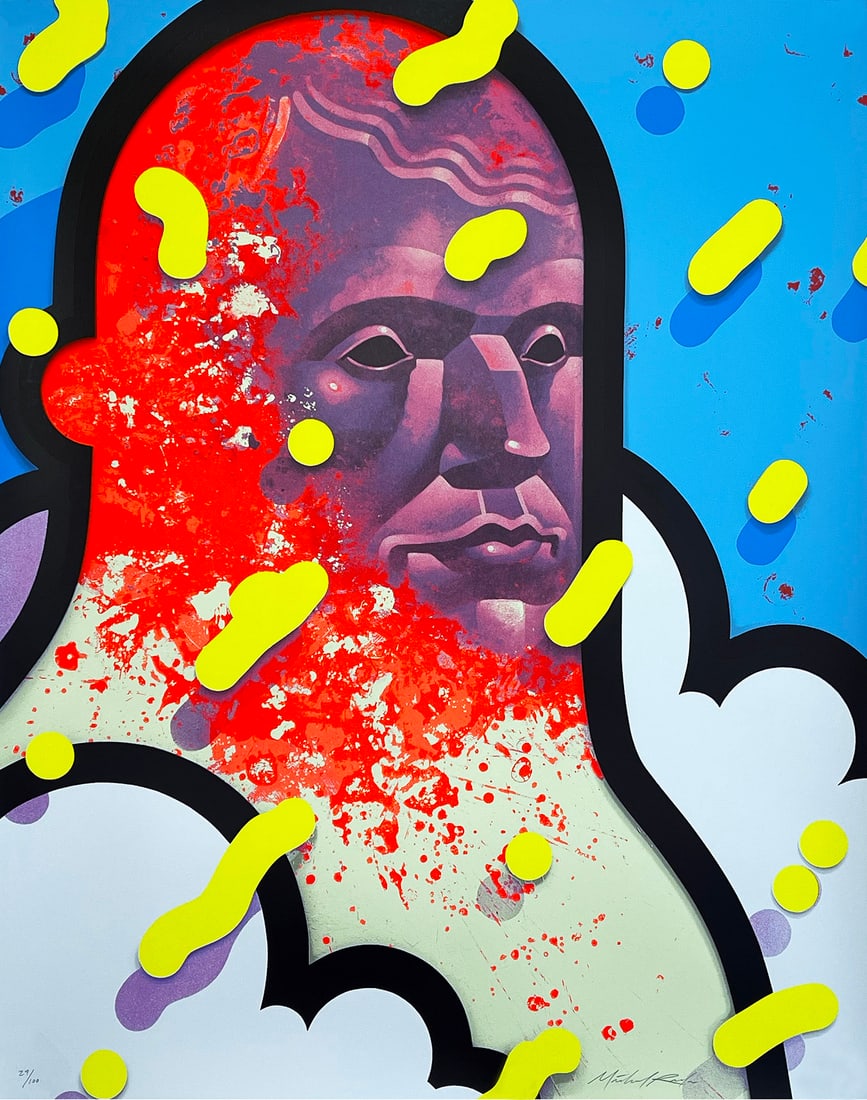 MICHAEL REEDER 'Sky High' (2021) Rare 13-Color Screen Print: 'Sky High' by Michael Reeder, 2021 Rare and Highly Sought-After screen print. 30 x 24 Inches 76.2 x 61 Centimeters 13-color screen print on 100% cotton 290gsm Coventry Rag fine art paper. Limited