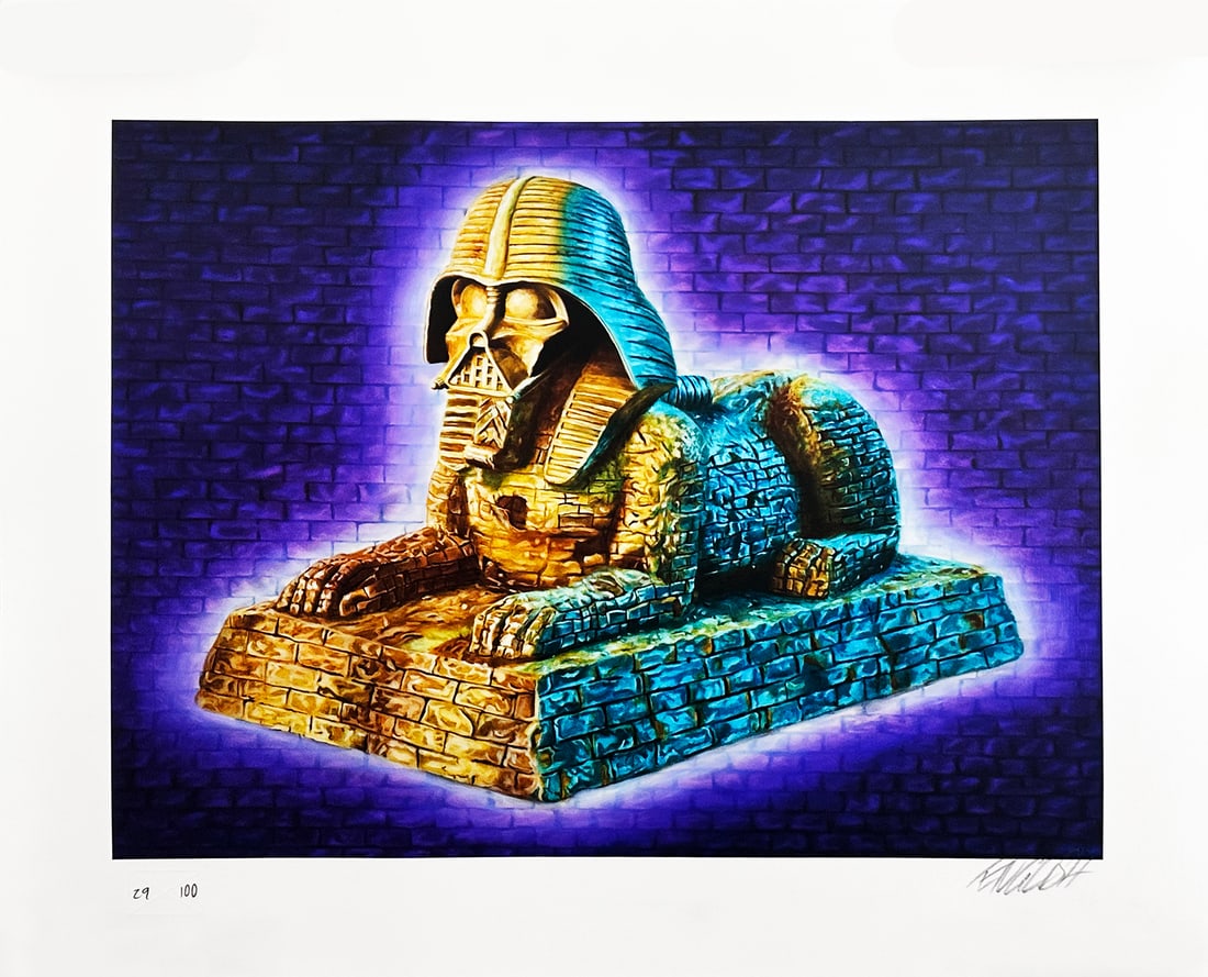 RON ENGLISH 'Vader Sphinx' (2021) Archival Pigment Print: 'Vader Sphinx' by Ron English, 2021 Highly collectible, early "Star Wars"-themed print. 13 x 16 Inches 33 x 40.6 Centimeters Archival pigment print on 290gsm Moab Entrada fine art paper. Limited