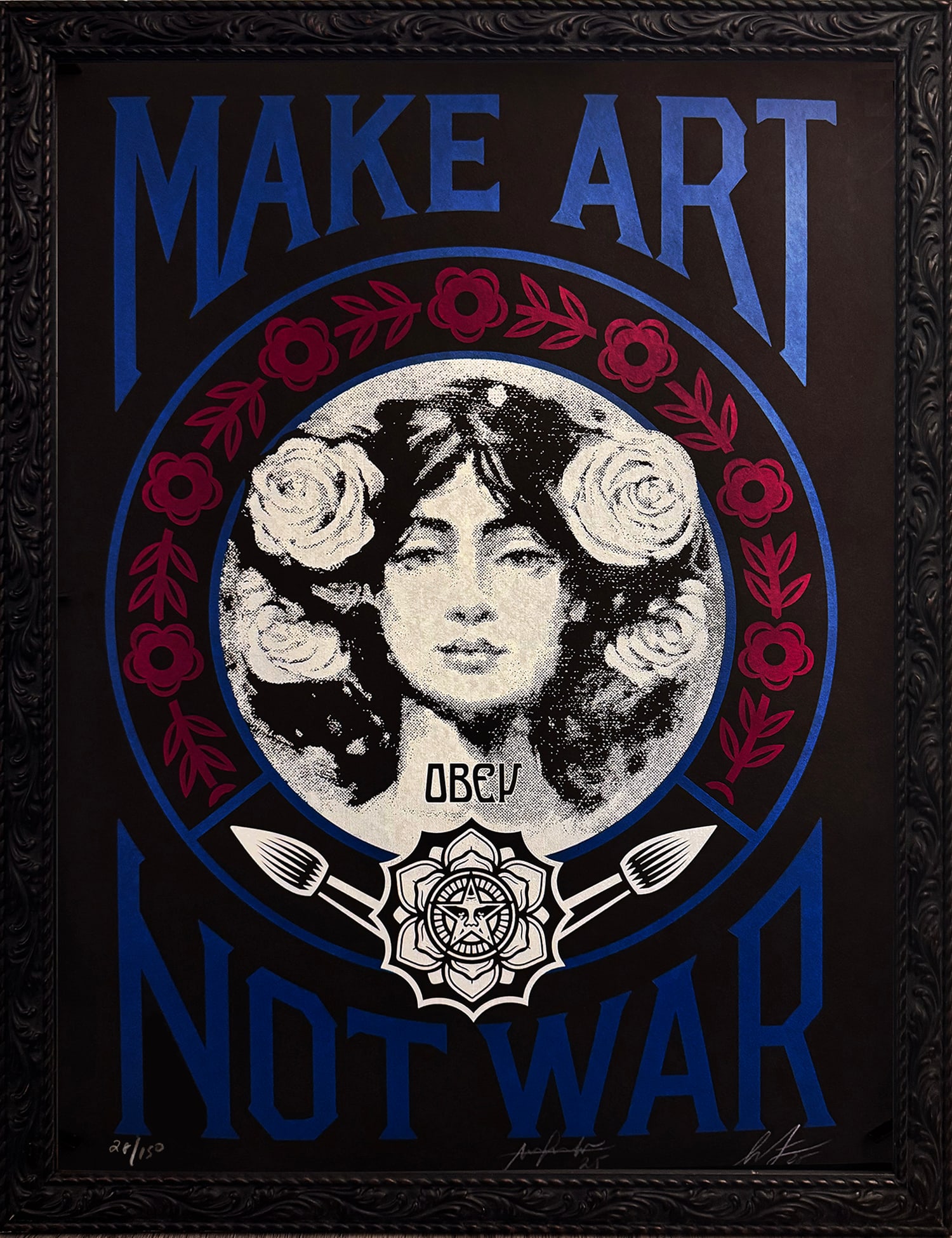 SHEPARD FAIREY x ALFREDO GONZALEZ 'Make Art Not War (Painting)' (2025) Custom Framed Screen Print (1 of 14)