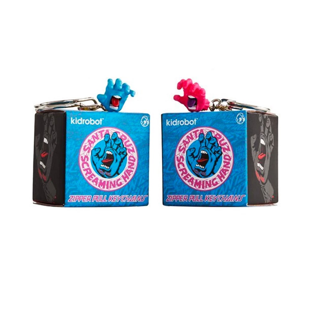 SANTA CRUZ 'Screaming Hand' (2015) 30th Ann. Blind Box Zipper Pull Vinyl Figure: ‘Screaming Hand’ by Santa Cruz, 2015 Collectible blind box mini vinyl figure collab. with KidRobot. Celebrating the 30th Anniversary of the famous "Screaming Hand" artwork by Jim Phillips