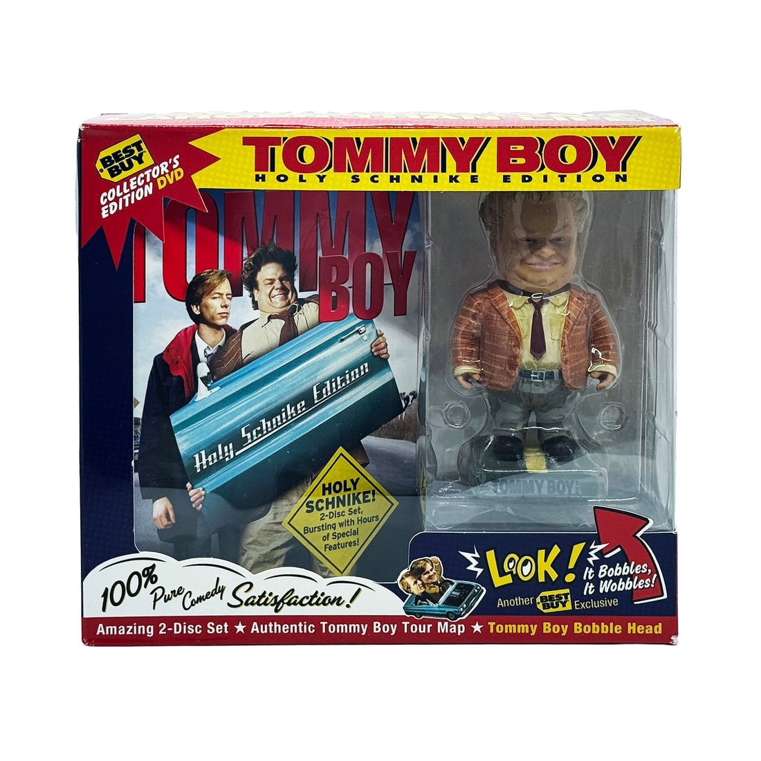 TOMMY BOY 'Holy Schnike' (2005) Collector's DVD + Bobblehead Box Set: 'Tommy Boy' by Paramount Pictures, 2005 "Holy Schnike" Best Buy exclusive collector's edition DVD box set. 2-disc DVD + Tommy Boy (Chris Farley) bobblehead. (Exclusive to Best Buy stores only.) 6 Inch