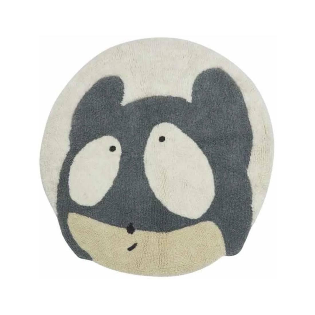 EDGAR PLANS 'AstroMouse' (2021) Round Wool Area Rug: 'AstroMouse' by Edgar Plans, 2021 Officially licensed, collectible area rug collab. with Woolable x Lorena Canals. 39.3 Inches diameter. 100 Centimeters diameter. Round-ish, 100% wool tufted area rug