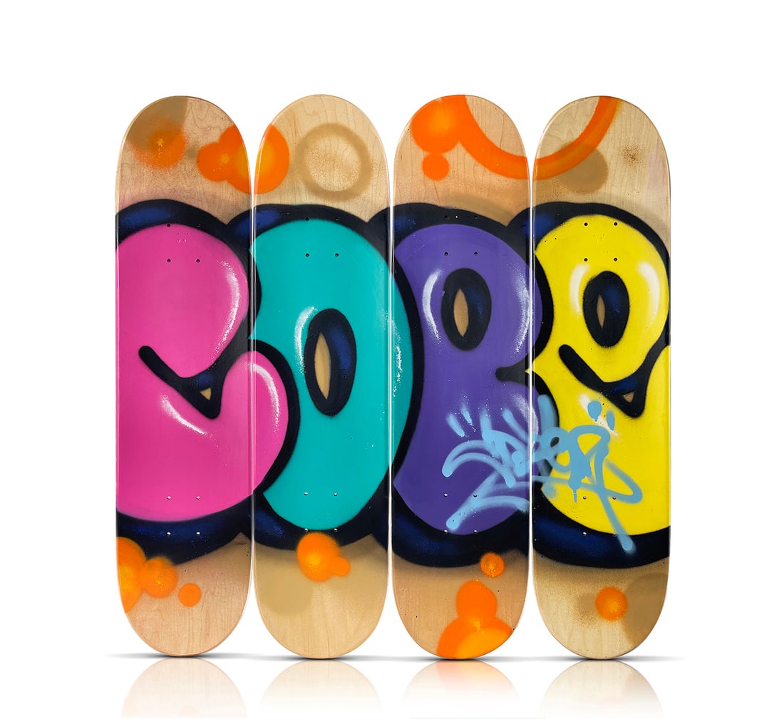 COPE2 x SK8 of the ART 'Quad Tag' Original Quadriptych Skateboard Deck Set (1 of 14)