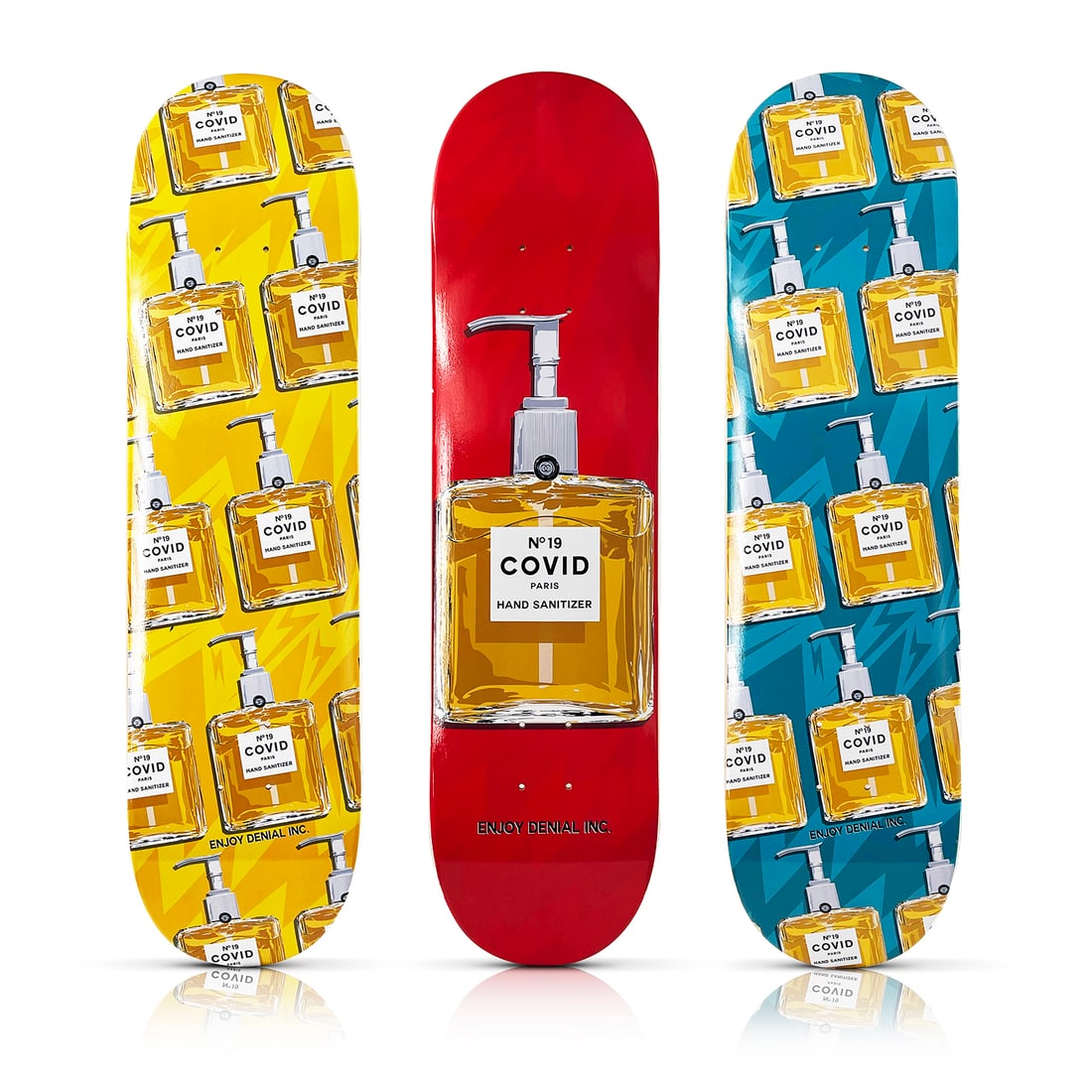 DENIAL x SK8 of the ART 'COVID No. 9' (*ONLY 10 SETS*) Triptych Skateboard Deck Set (1 of 9)