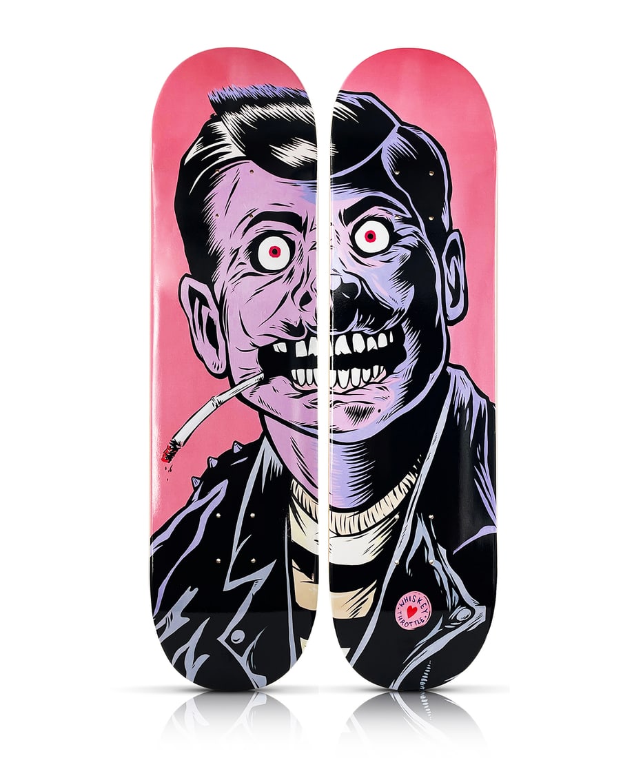 RYAN ROADKILL x SK8 of the ART 'Whiskey Throttle JFK' Diptych Skateboard Deck Set (1 of 6)