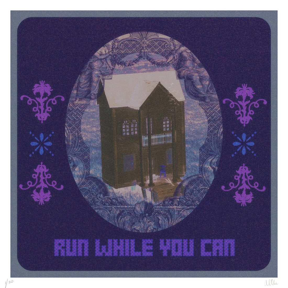 ALLIE EICK 'Run While You Can' (2026) Ominous Giclee on Canvas: 'Run While You Can' by Allie Eick, 2026 Allie has created this ominous scene with a haunting sense of mystery and unease. 14 x 14 Inches 35.6 x 35.6 Centimeters Archival pigment print on 300gsm Moab E
