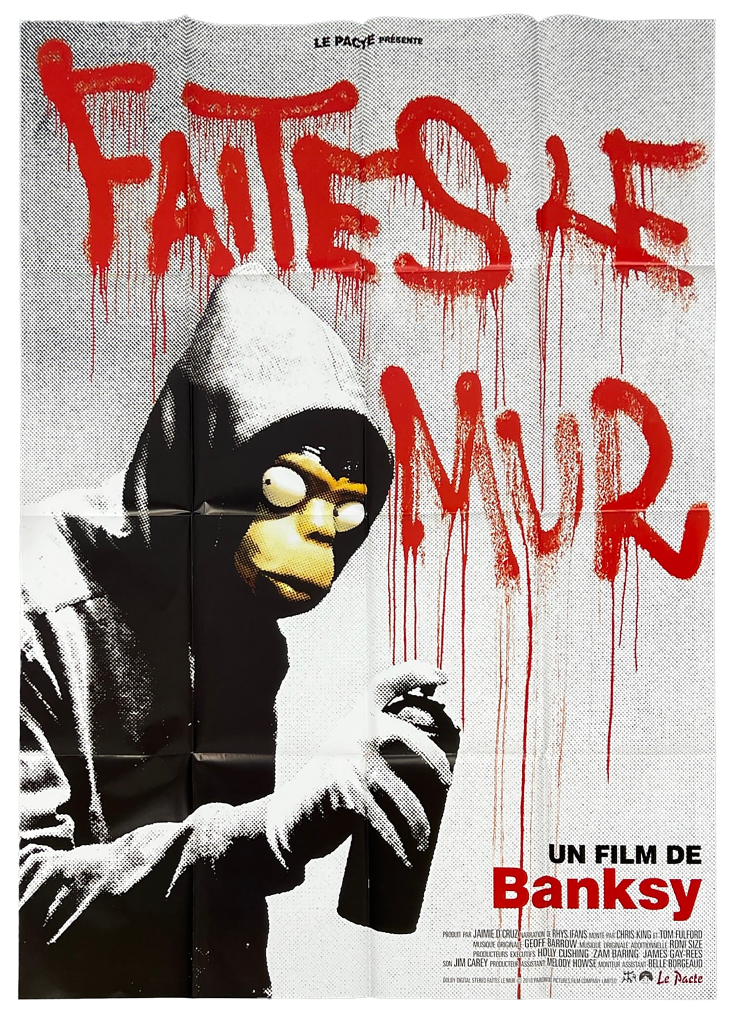 BANKSY 'Exit Through the Gift Shop' (2010) RARE Original Movie Poster (French): 'Exit Through the Gift Shop' by Banksy, 2010 Rare, large original lithograph movie poster (French) from the Oscar nominated Street Art documentary. 63 x 47 Inches 160 x 120 Centimeters Original